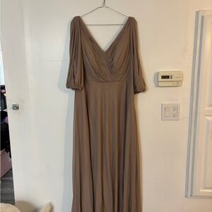 Azazie Elegant Brown Maxi Dress | Bridesmaid Formal | Size C